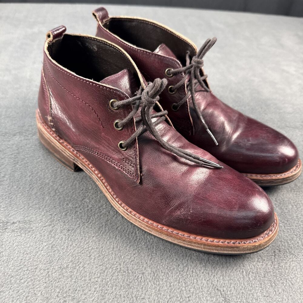 Freebird McCoy Burgundy Wine Leather Western Ankle Boots Men's Size 9